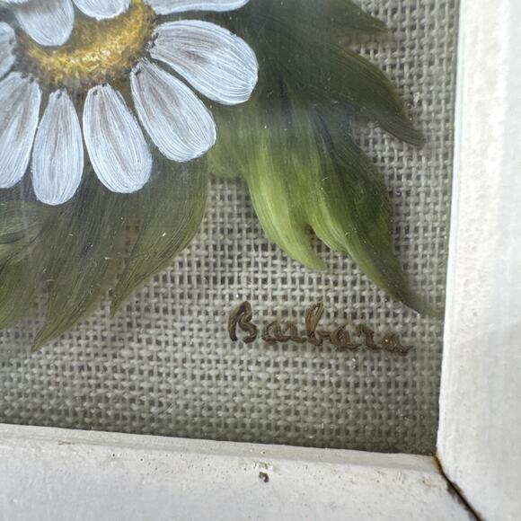 Vintage 3D Layered Glass Hand-Painted Daisy Glass Art Miniature By Barbara - Picture 10 of 14